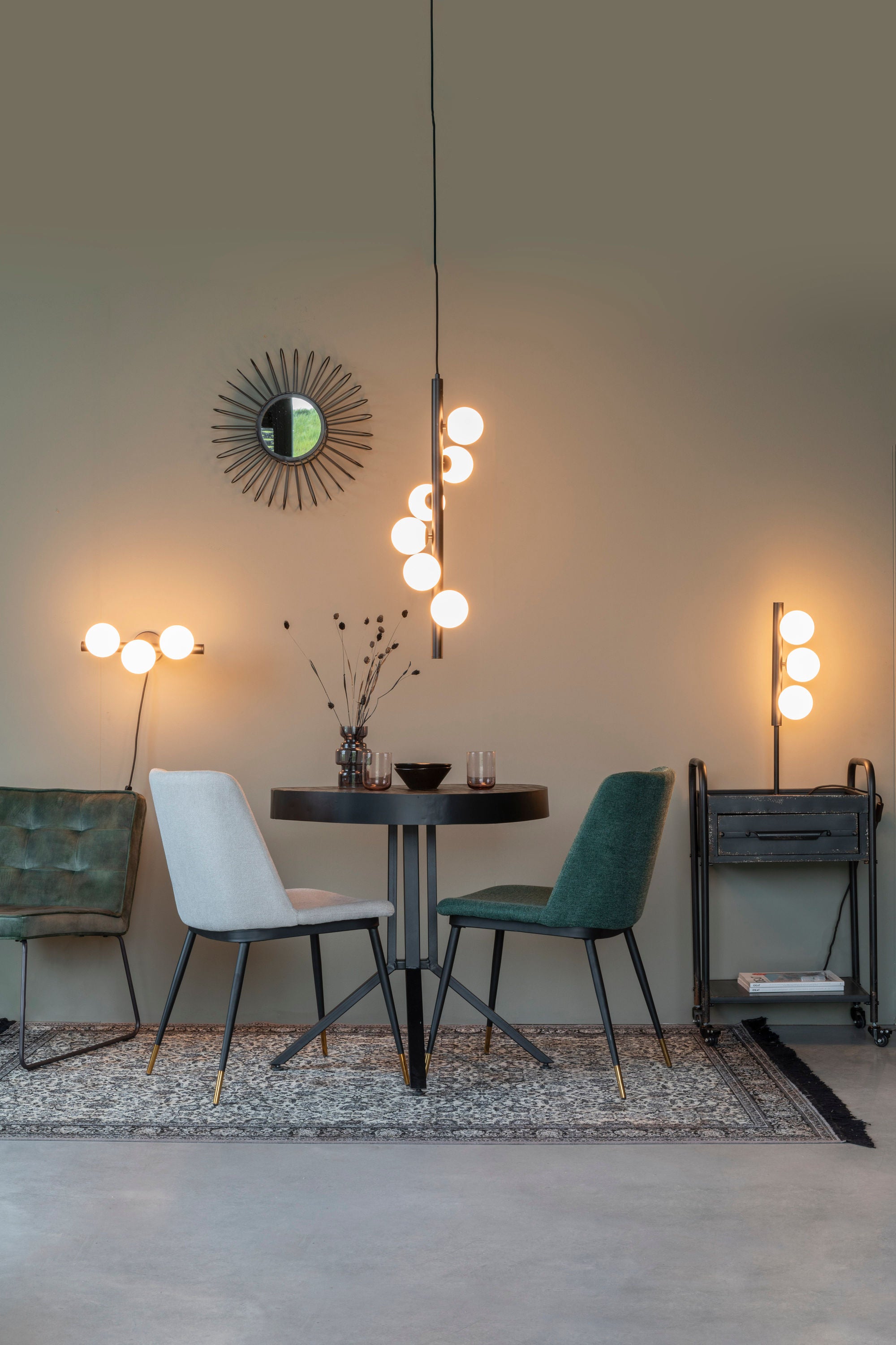 Monica White Glass Orb Pendant Light